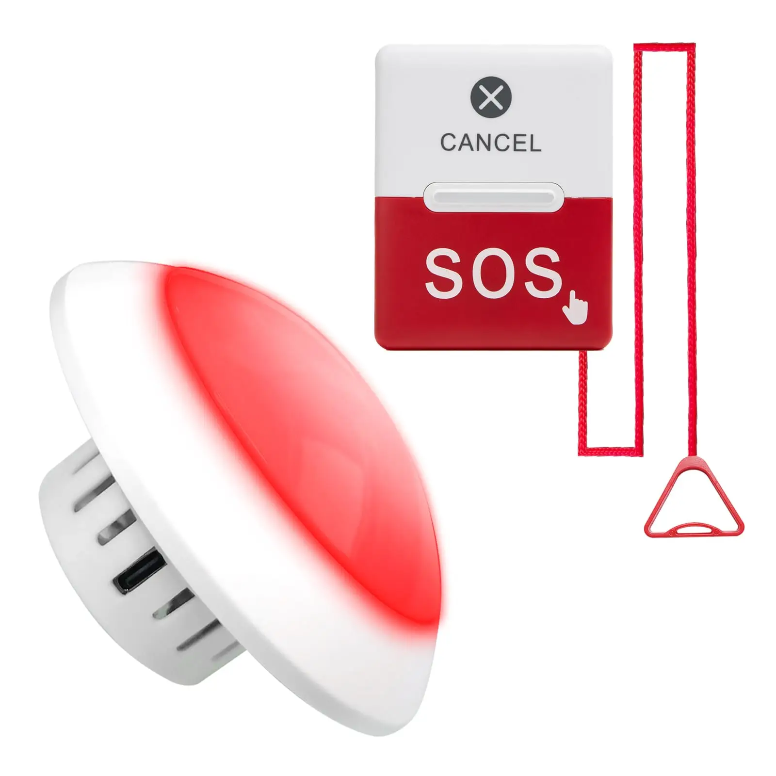 US Warehouse Wireless Elderly Emergency Call Button Bathroom Pull Cord Alarm Strobe Light 1 Receiver 1 Help Button