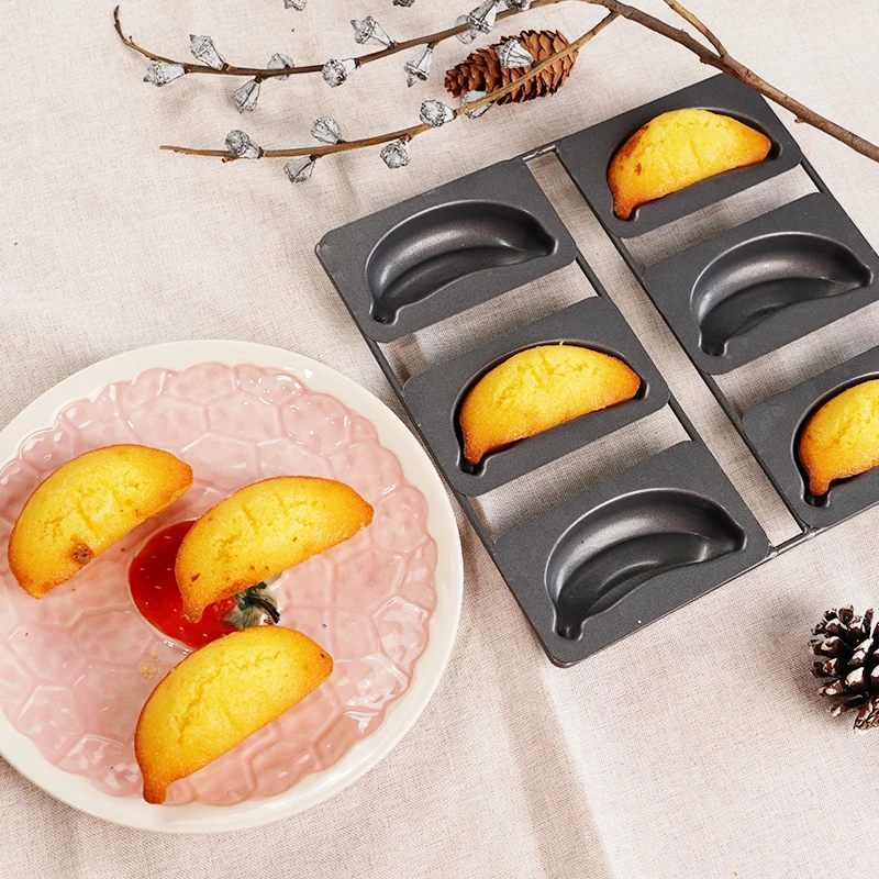 

6 Cavity 3D Banana Madeline Cake Mold Heat Resistant Dessert Baking Pan Kitchen Pastry Bakeware for Cake Decorating
