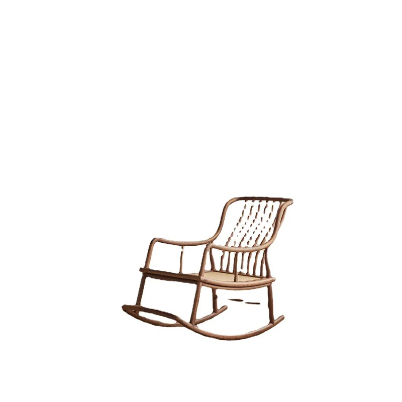 

New Chinese-style all-solid wood rocking chair, adult balcony lunch break lazy, black walnut casual rocking chair