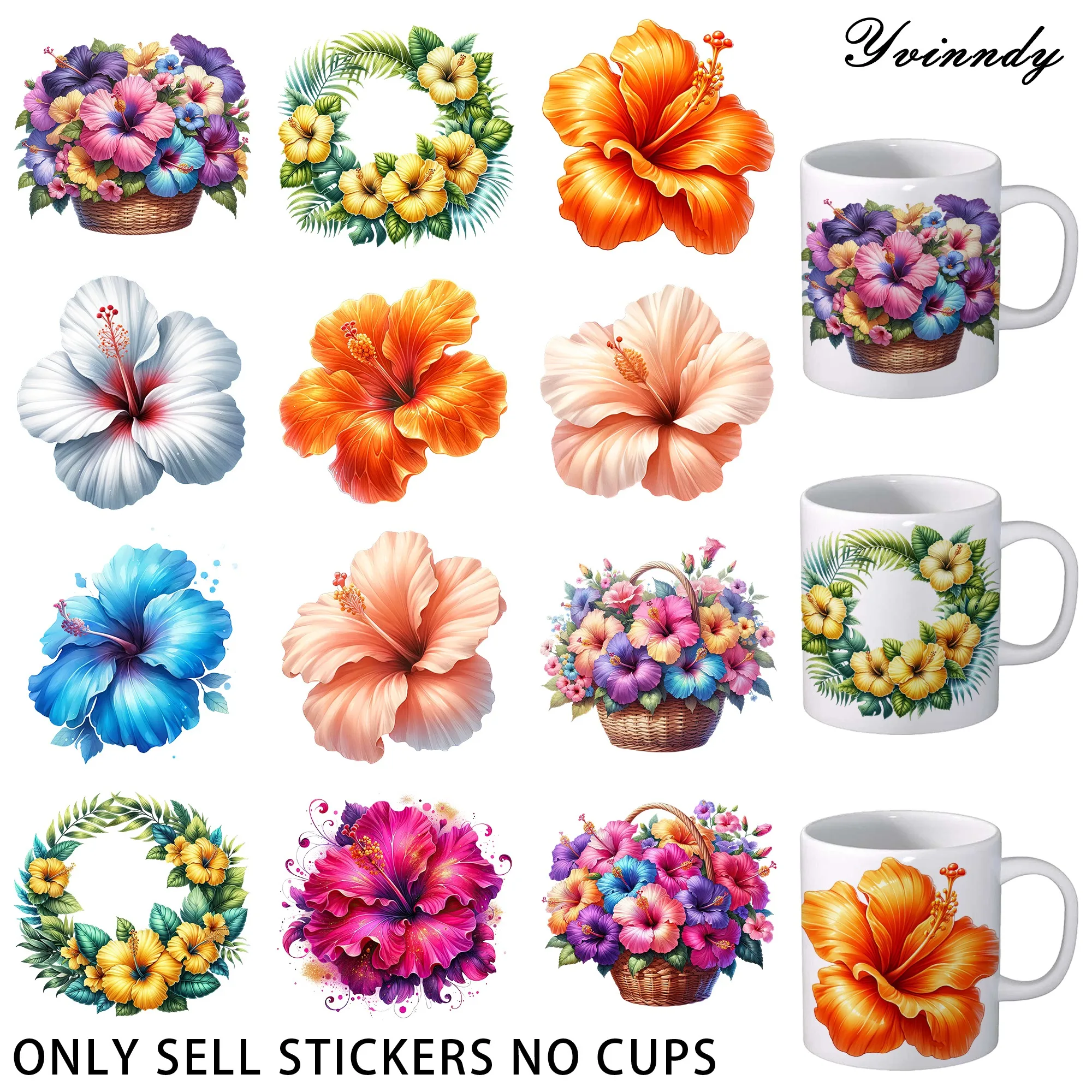 12 Pieces Of Spring Watercolor Flowers UV DTF Sticker - Waterproof UV DTF Transfer Paper For Arts And Crafts, DIY
