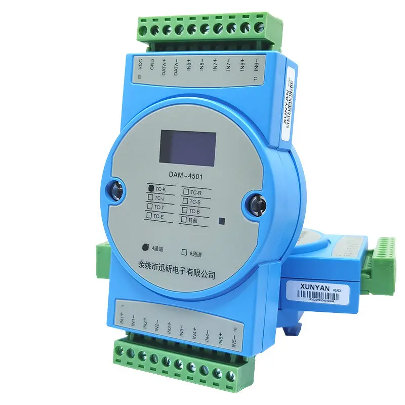 4/8-channel K-type Thermocouple Input Temperature Acquisition Module Converted to RS485 MODBUSRTU Transmitter DAM4501