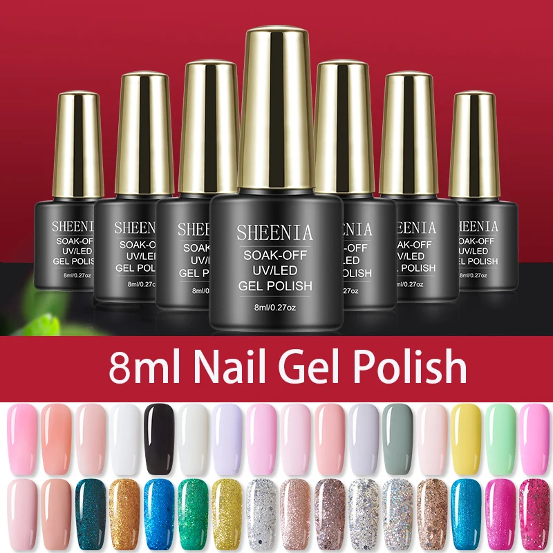Esmalte de uñas en gel, esmalte de gel de Color, esmalte de uñas UV, imprimación de manicura, capa superior, barniz de gel para decoración de uñas con purpurina híbrida semipermanente