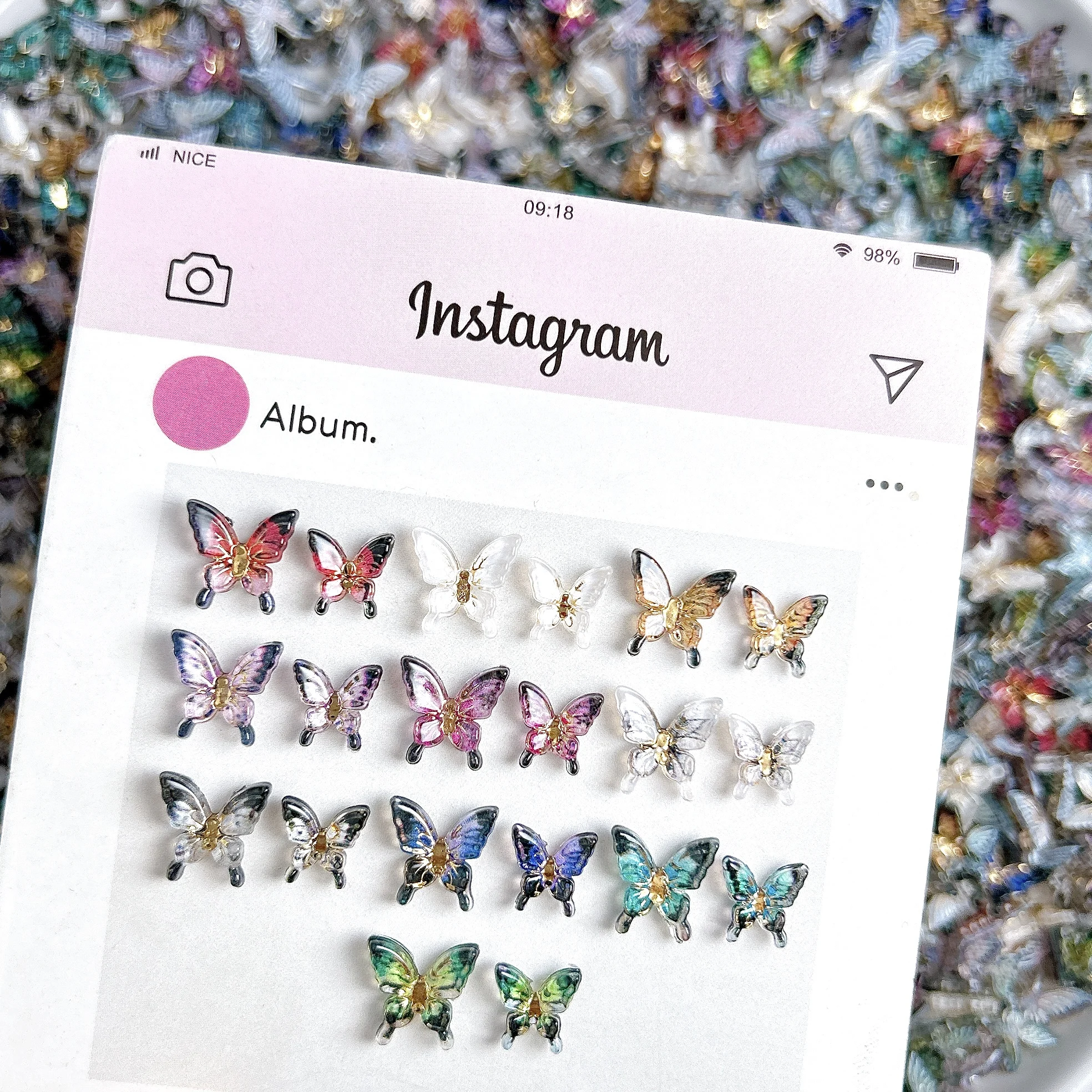 ชาร์มติดเล็บรูปผีเสื้อเรซิ่นวินเทจหลากสี 20 ชิ้น ตกแต่งเล็บลายผีเสื้อ 3 มิติ สไตล์คลาสสิก ดีไซน์ใหม่ สำหรับตกแต่งเล็บ DIY