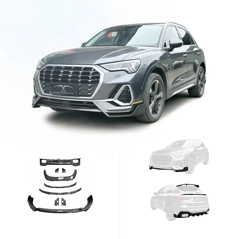 For Audi Q3 Upgrade Carbon Fiber Body Kit Car Bumpers Front Lip Rear Diffuser Rear Spoiler Top Wing Automotive Parts 2019-2024