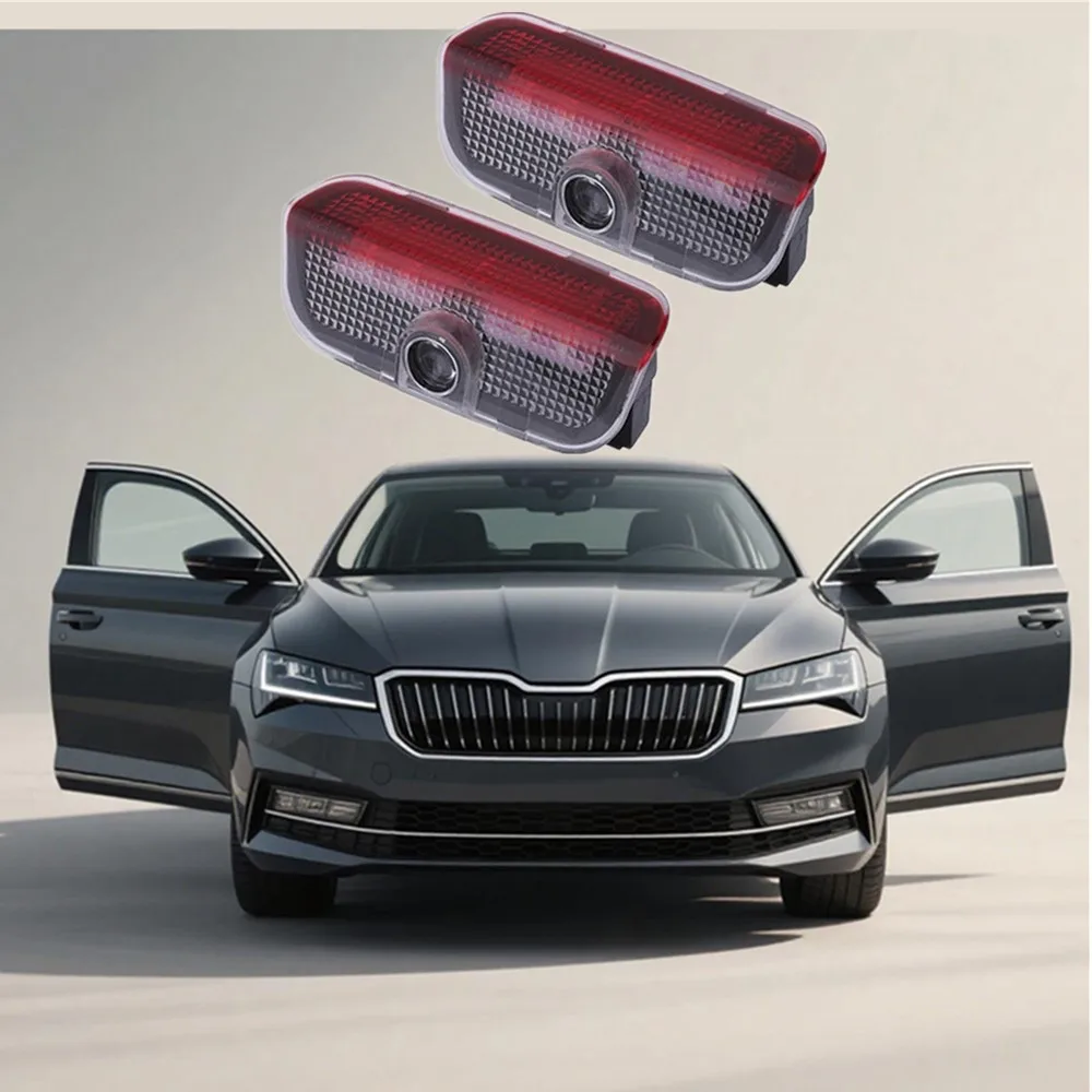 Car door LED signal projection accessories Suitable For Skoda Superb B5 B6 B7 B8 MK2 2 3 MK3 3U 3V 3T 2009-2023 Welcome Light 2X