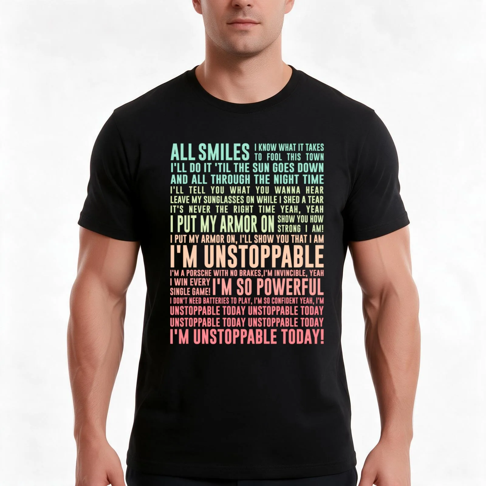 UNSTOPPABLE - SIA - music lyrics T-Shirt, Summer Casual Cotton Tee, Oversized Streetwear Tops, Vintage Graphic Print