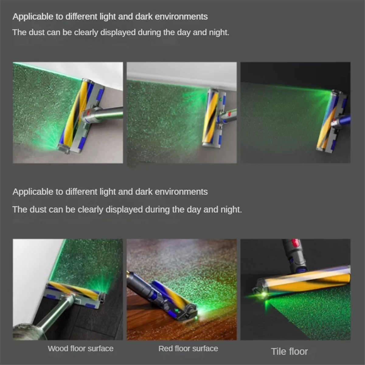 Lámpara LED con pantalla de polvo para aspiradora, pantalla de polvo para aspiradora, elimina el polvo microscópico e ilumina el pelo Invisible de mascotas, pelo de gato y perro, carga USB