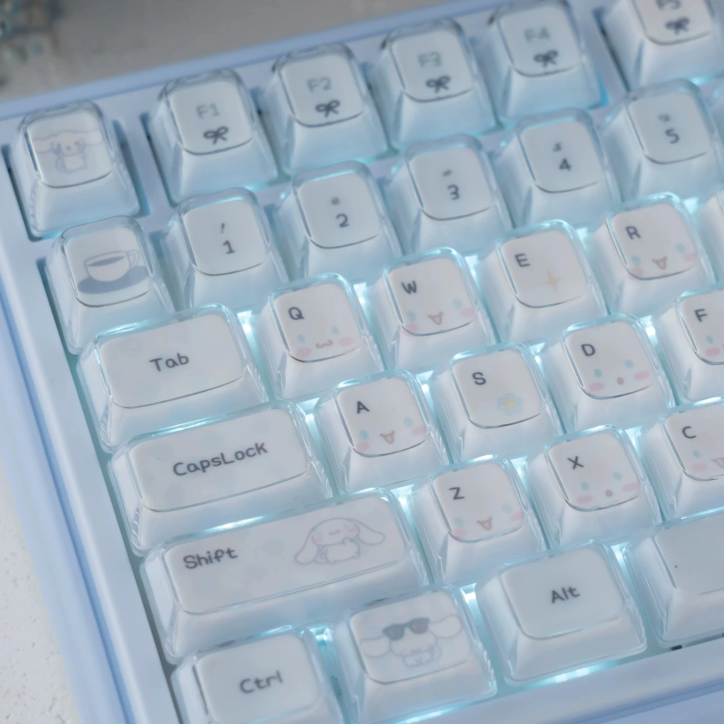 kawaii-sanrio-my-melody-cinnamoroll-crystal-jelly-keycaps-kda-profile-pbt-pc-magnetic-switch-gaming-mechanical-keyboard-keycap