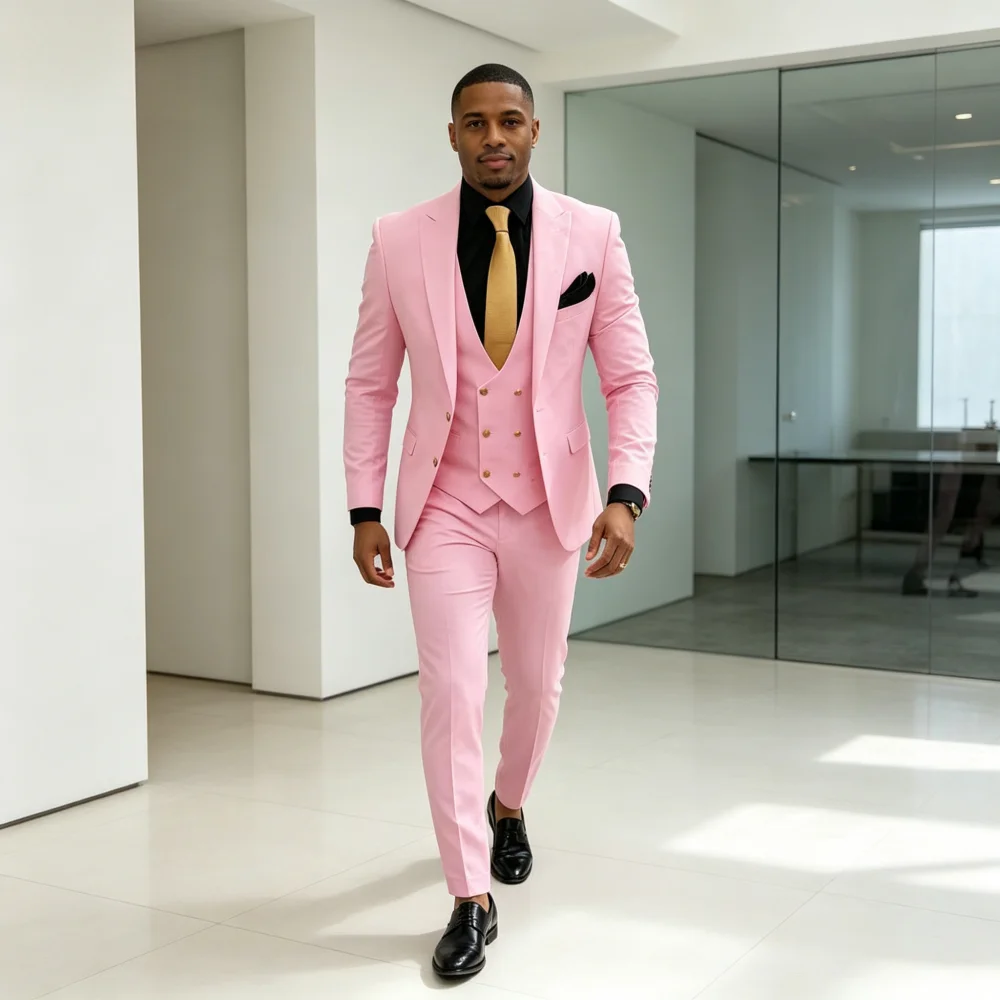 

3-Piece Men's Smoking Suit White Tuxedo Wedding Outfit with Jacket Design New Men's Clothing Blazer Set