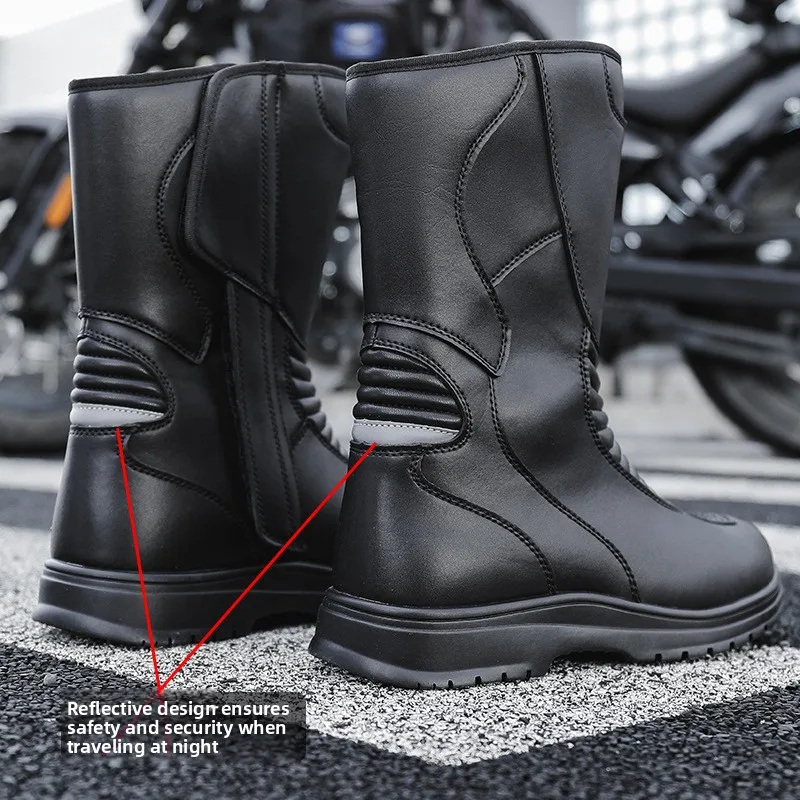 

Men Motorcycle Boots Motocross Boots with Reinforced Heel Toe Counter Waterproof Tall Motorcycle Touring Boot Botas Moto