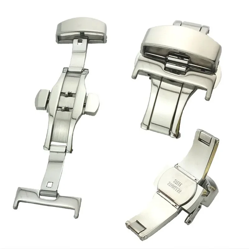 Fibbia a farfalla 12mm 14mm 16mm 18mm 20mm 22mm Cinturino in acciaio inossidabile Pulsante Matte Doppia pressa Chiusura pieghevole deployante