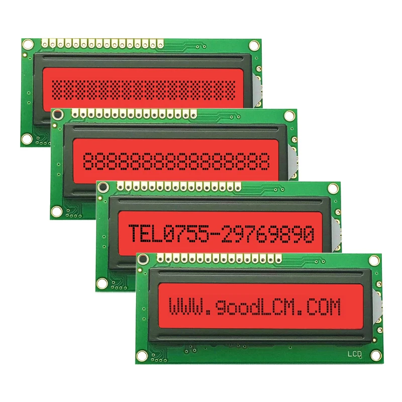 1601Fstn Lcd-scherm Fstn Zwart Tekens Op Rode Achtergrond Splc780d Controller 16X1 Lcm Module 5V Of 3V Power Supply16Pin