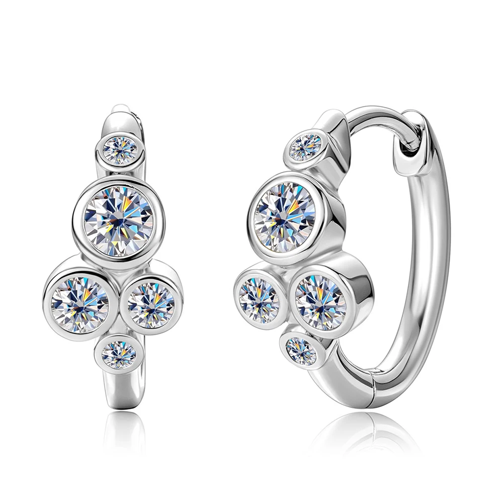 Celestinova D-Farbe VVS1 GRA-Zertifizierte Mehrfach-Runde Bubble Moissanit Huggie Hoop Ohrringe 14K Goldfilled Luxus Damenschmuck – Detail 2