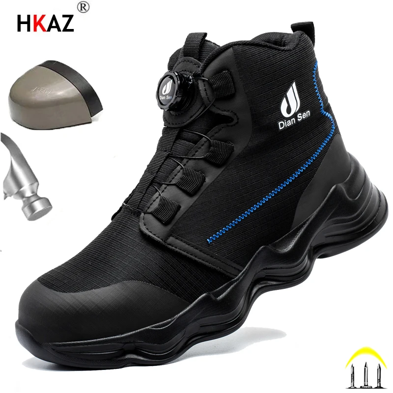 

Rotary Buckle Steel Toe Safety Shoes Men Anti-puncture Work Shoe Men Breathable Industrial Shoes Indestructible Work Safety Boot