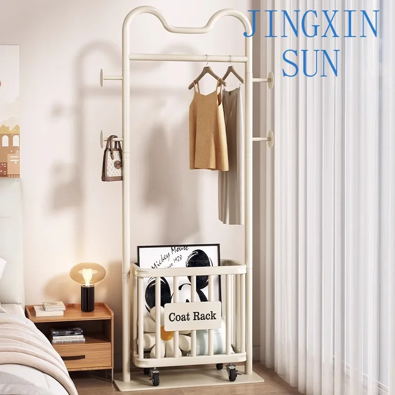 Coat rack Floor-to-ceiling bedroom removable dirty clothes basket Vertical hanging clothes rack hanging bag rack