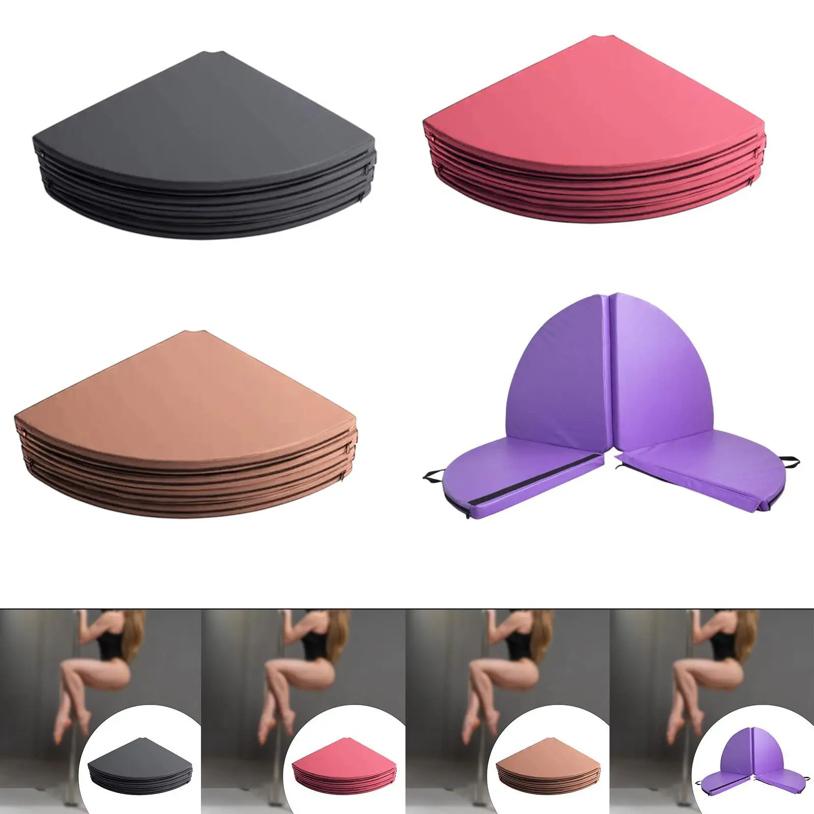 Round Yoga Mat Folding Pole Dance Mat Floor Protection Lightweight Gymnastics