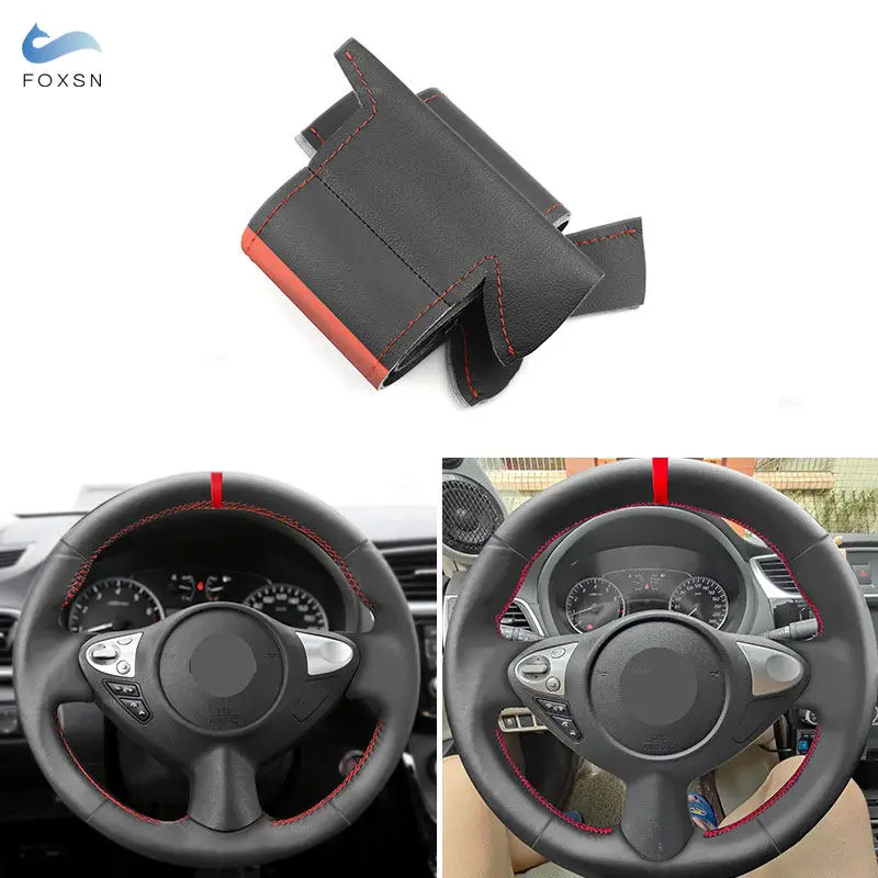 

Для Nissan Maxima 2009-2014 Juke 370Z 2011-2017 Sentra SV ручная строчка из микрофибры кожаный салон автомобиля накладка на руль
