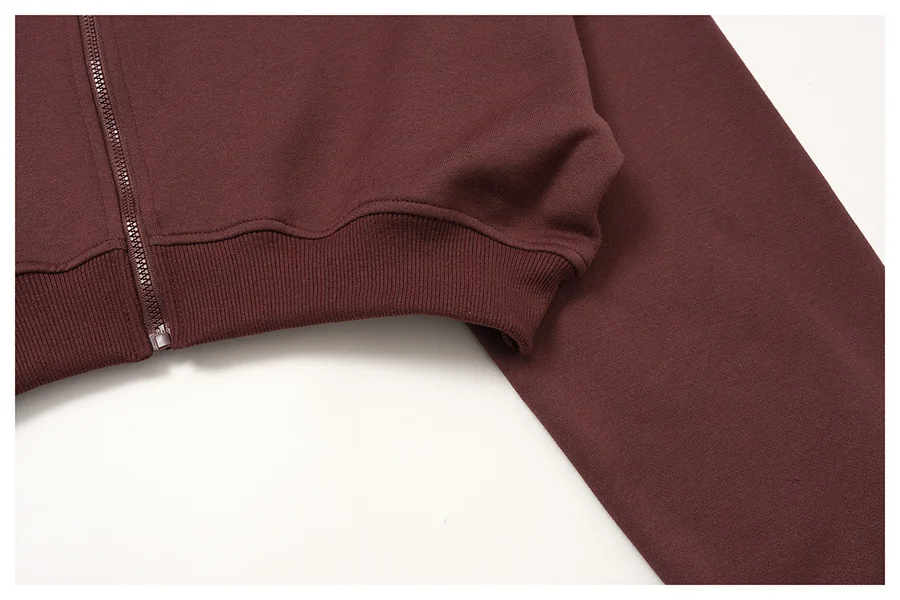 Neue Mode Damen Winter Fleece Pullover 2-teiliges Set Lässiger Kurzer Mantel mit Kapuze Reißverschluss Sport-Trainingsanzug Jogginghose Fitness-Set – Detail 34