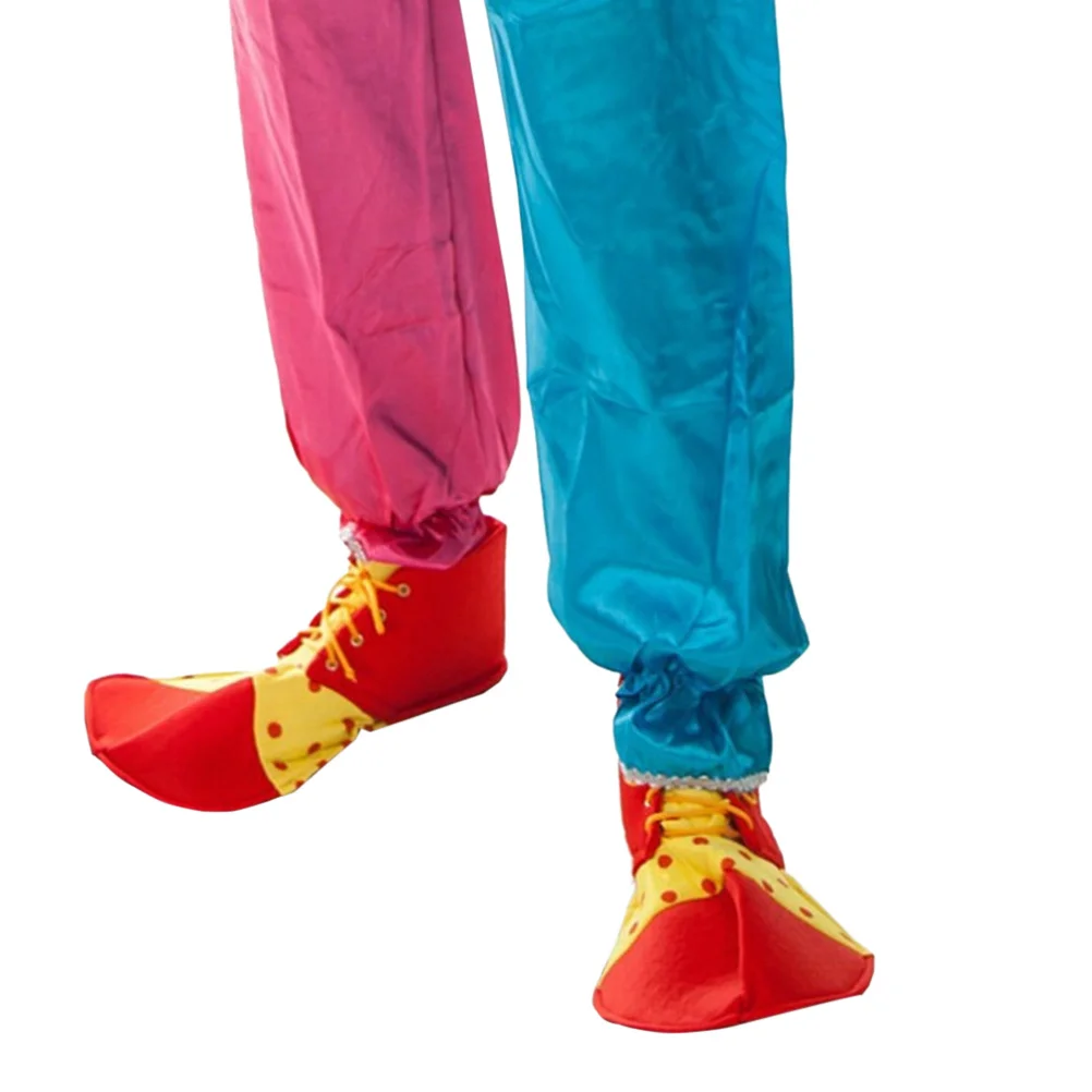 

1Pcs Red Clown Shoes Durable Oversized Adjustable String Tie for Masquerade Halloween Party Performance Clown Shoes