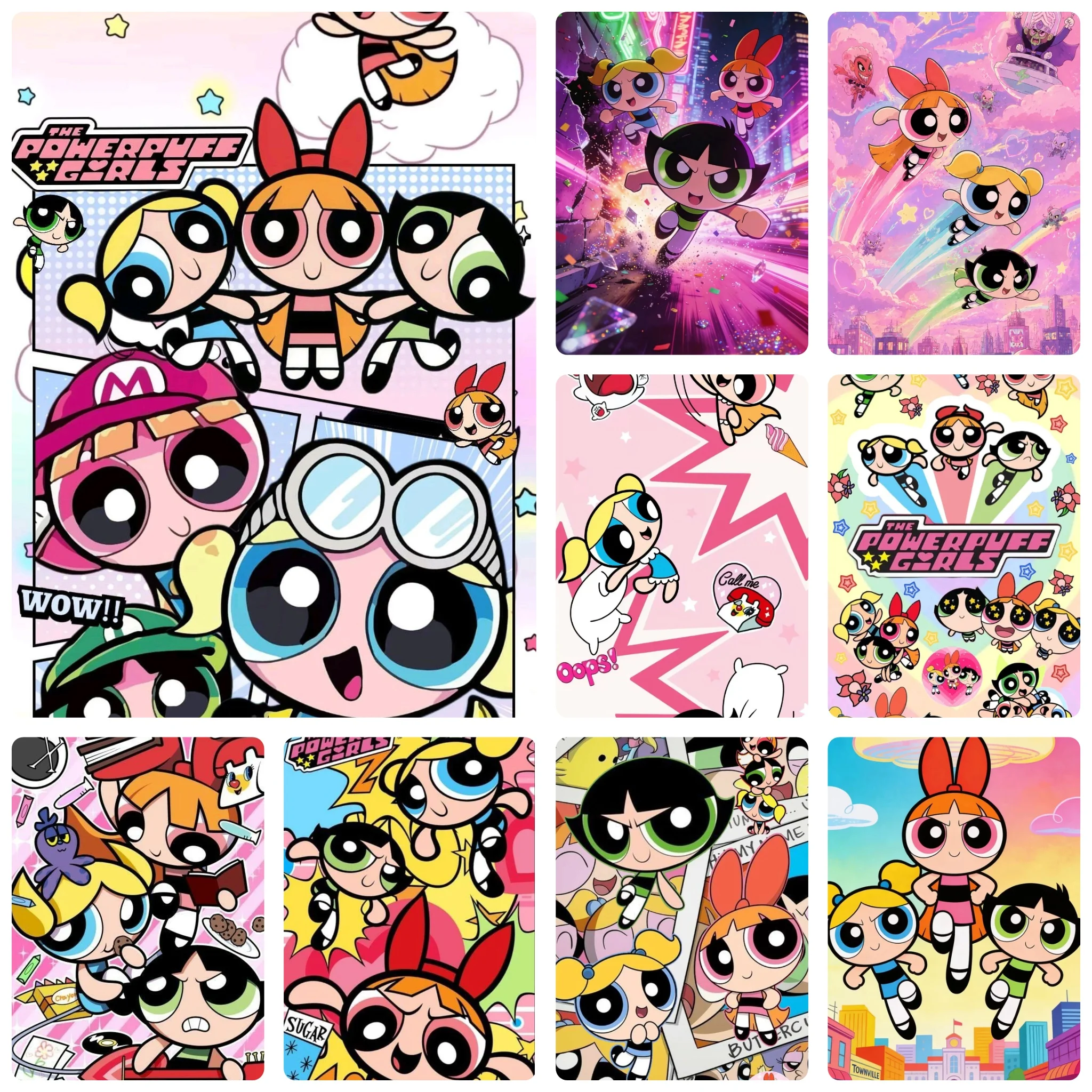 DIY Powerpuff Girls Klassische Cartoon-Kunst Diamant-Malerei Mosaik Handgemachte Kunst Exquisite Heimdekoration