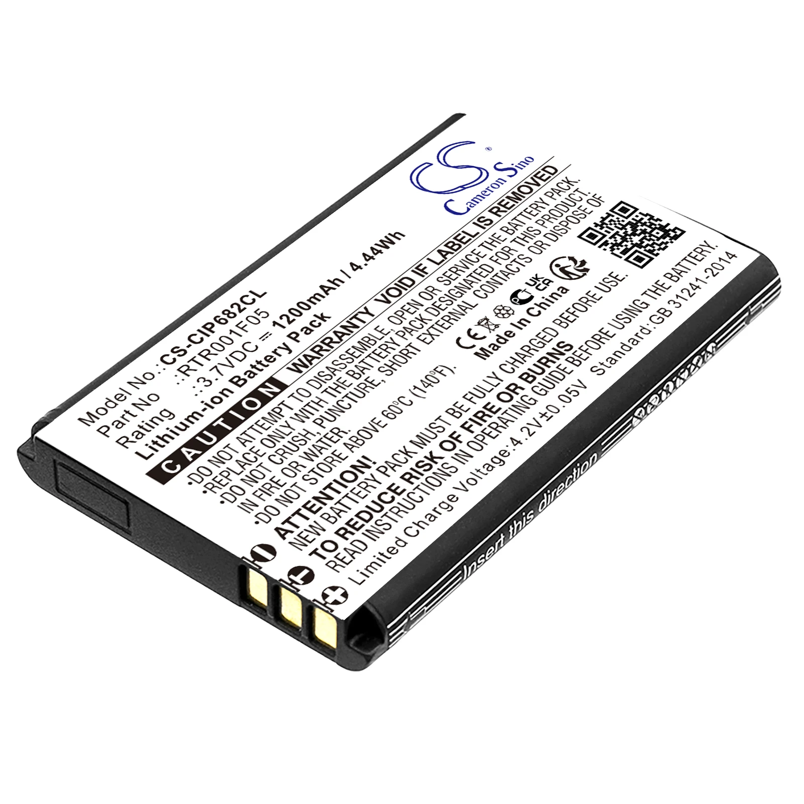 بطارية CameronSino RTR001F05 لـ Cisco IP DECT 6800 IPDECT 6825 CP6825-3PC-K9 Li-ion 3.70V 1200mAh / 4.44Wh