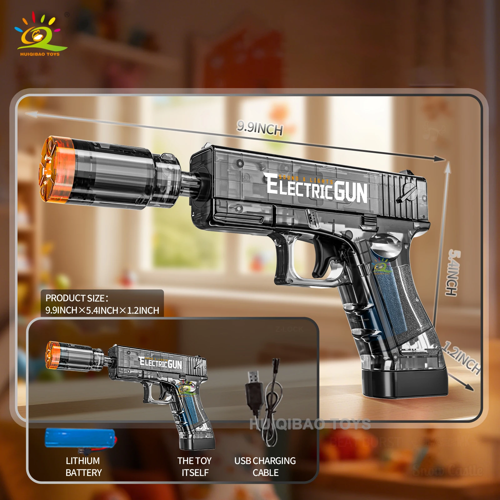 새로운 협업형 전기 스프레이 에디션 사운드 & 라이트 장난감 총 라이트 효과, 스프레이 기능, 진동, 사운드 효과 장난감 선물