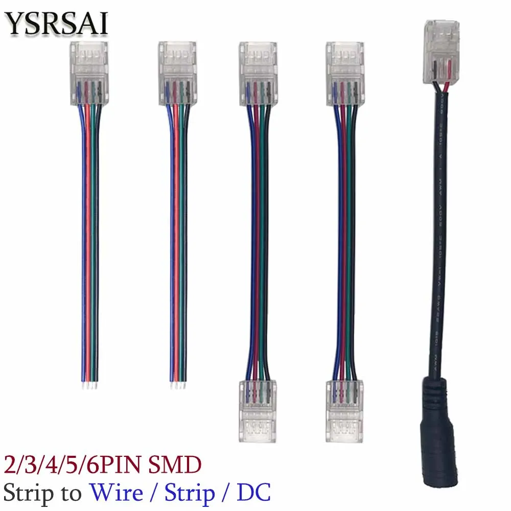 

8mm 10mm 12mm Transparent Led Strip to Strip /Wire Extension Cable Terminal Connectors For 2/3/4/5/6Pin No Welding Easy Install