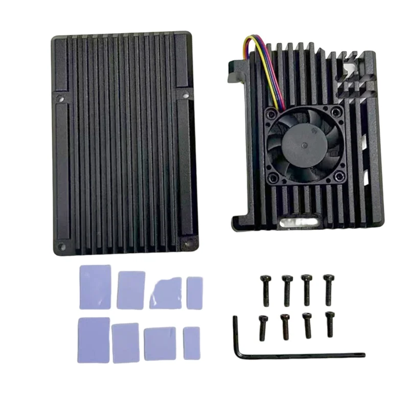 A60F-Für Raspberry Pi 5, Aluminiumlegierung, Rüstungsschale mit temperaturgesteuertem PWM-Lüfter für Raspberry Pi 5