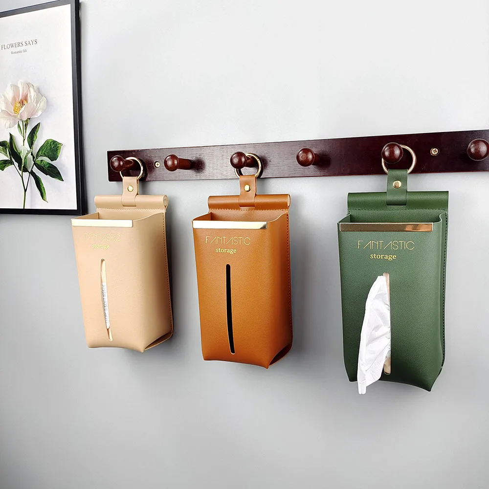 

Light Luxury Multifunctional Wall Hanging Storage Box, Leather Living Room, Household Paper Drawer, Toilet Tissue Box