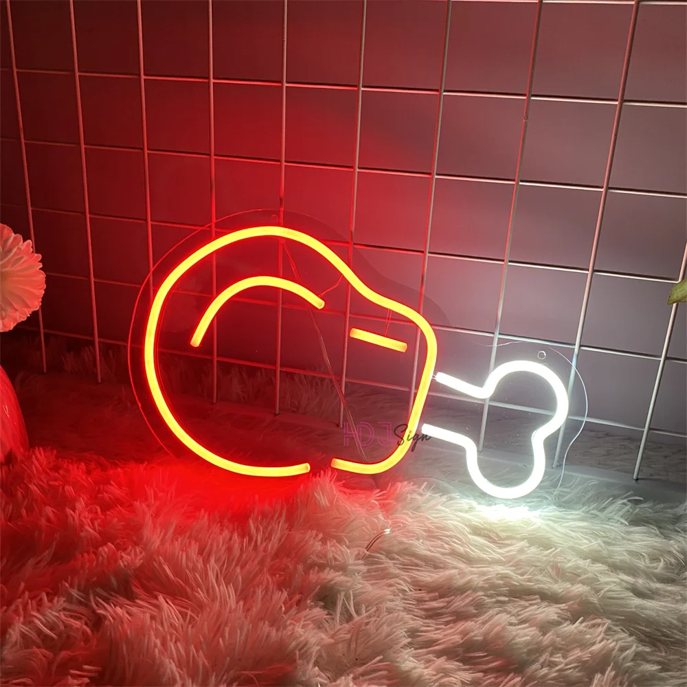 Neon Led Sign Chicken Leg Custom Led Night Lights Sign USB for Room Wall Decor Food Store Decoration Signboard Neon Lamps