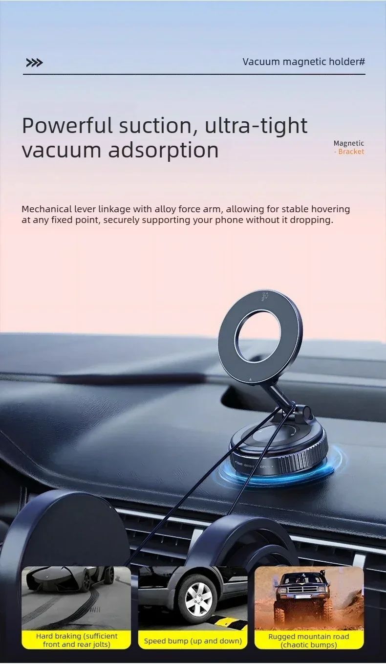 Vakuum-Magnethalterung Verbesserte Version Mehrwinkel-Einstellung Starkes Magnetisches Saugdesign Faltbare Auto-Navigations-Telefonhalterung – Detail 2