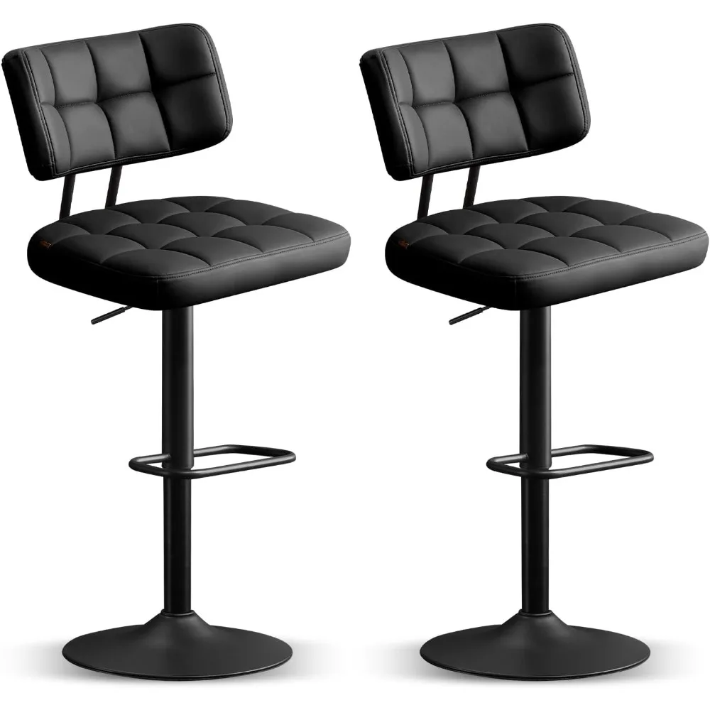 

Upholstered Bar Stools Set of 2, Faux Leather Swivel Bar Stools with Back, Adjustable Counter Height Barstools for Kitchen Islan