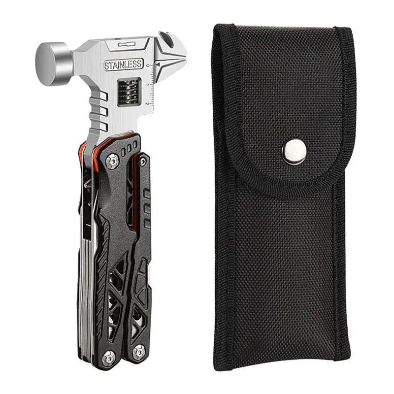 ABLQ 1 PCS Multifunctional Pliers Multitool Claw Hammer Tool Black With Nylon Sheath For Outdoor Camping Hiking