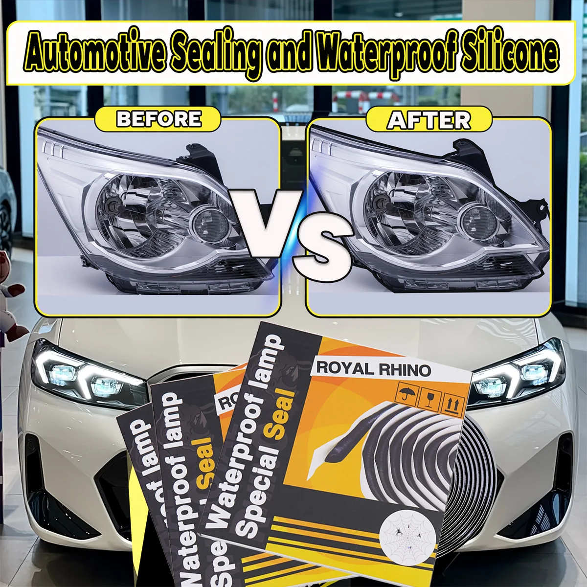 Car Headlight Sealant Seal Snake Butyl Rubber Glue Reseal HID Headlamps Taillight Shield Waterproof Tape for Automotive Lighting