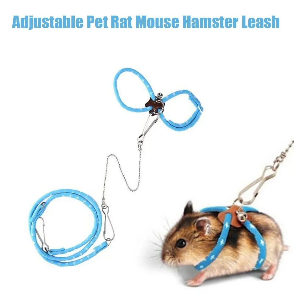 Cute Adjustable Nylon Rope Ferret With Bell For Rat Squirrel Chinchilla Hamster Leash Pet Supplies Mouse Vest Walking Lead