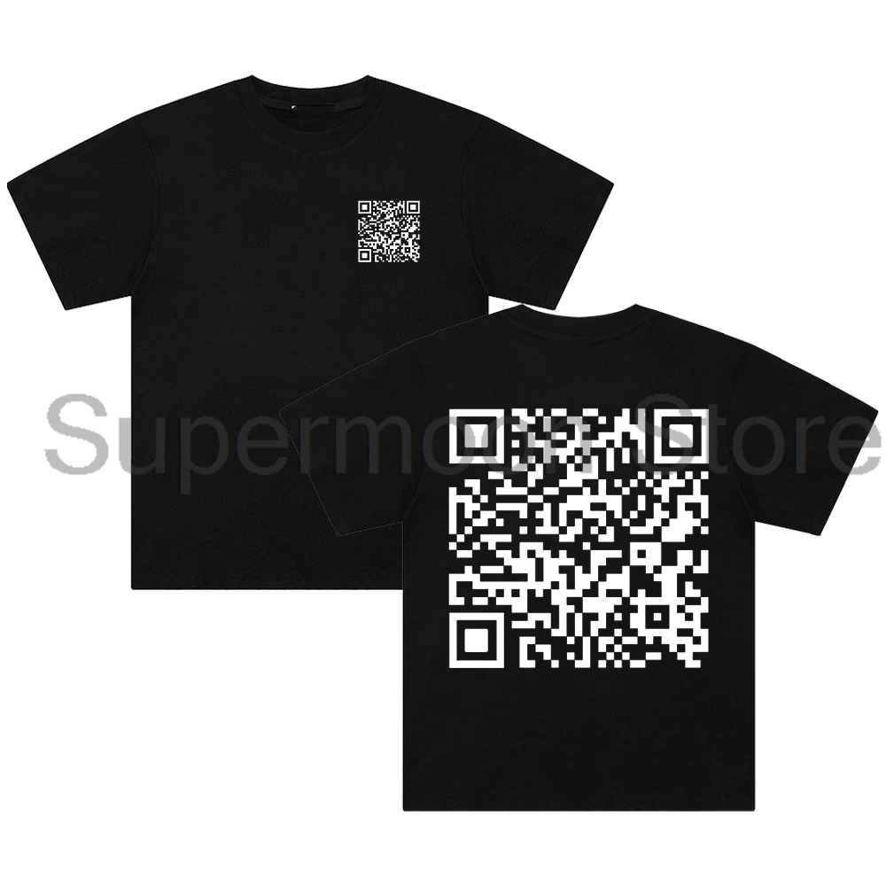 QR Code Fu You Graphic Funny T-shirt Unisex Crewneck Short Sleeve Cotton Tee Women Men Streetwear Couple Clothes