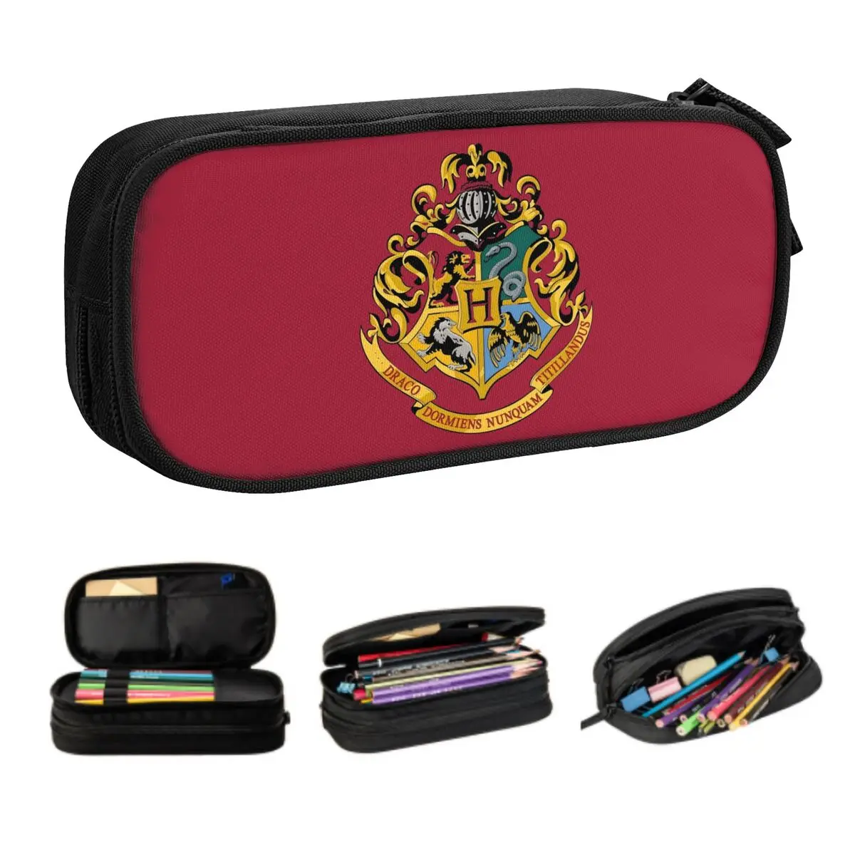Estuche de Lápices Personalizado con el Escudo de Hogwarts para Niños y Niñas, Estuche Grande para Lápices, Bolsa para Útiles Escolares