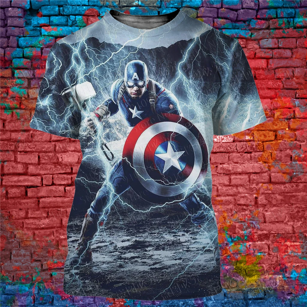 Captain America Boy Girl T-shirt Marvel Men's T-shirt 3D Print Oversized Short Sleeve Superhero Men's T-shirt New Men's Clothing