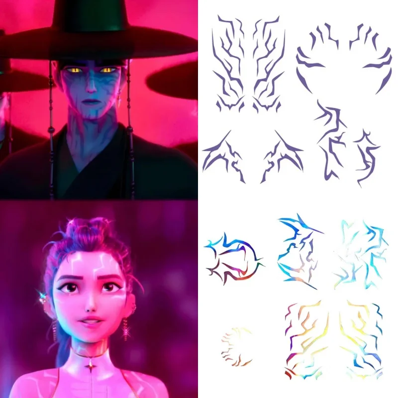 

4pcs Anime Figure KPop Rumi Kang Cosplay Prop Tattoo Sticker Rumi Tattoo Sticker Demonizing Sticker for Hallowmas Party Props