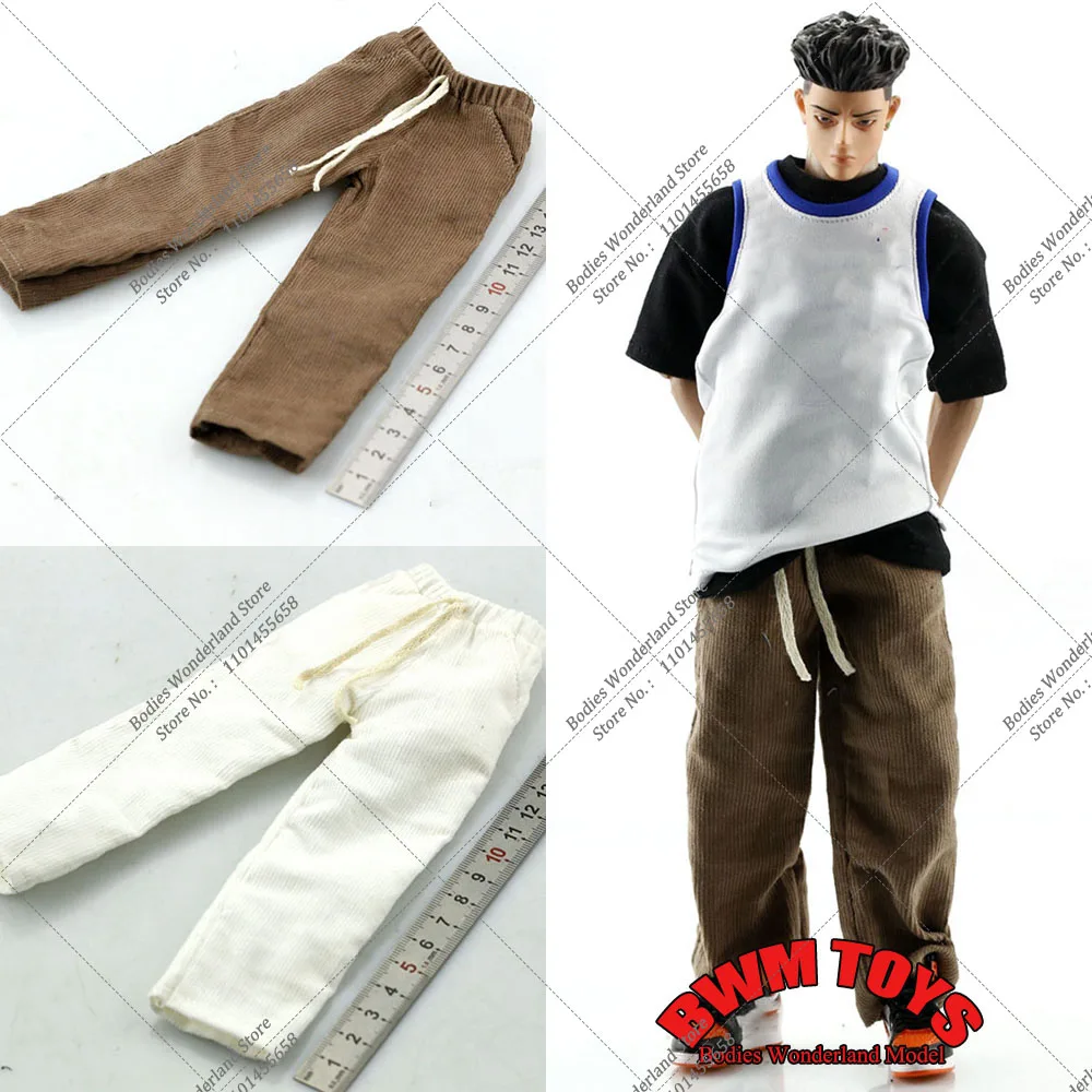 1/6 Scale Men Solider Vintage Loose Cargo Pants Striped Straight Leg Pants Joggers Trouser for 12 inch Normal Action Figure Doll