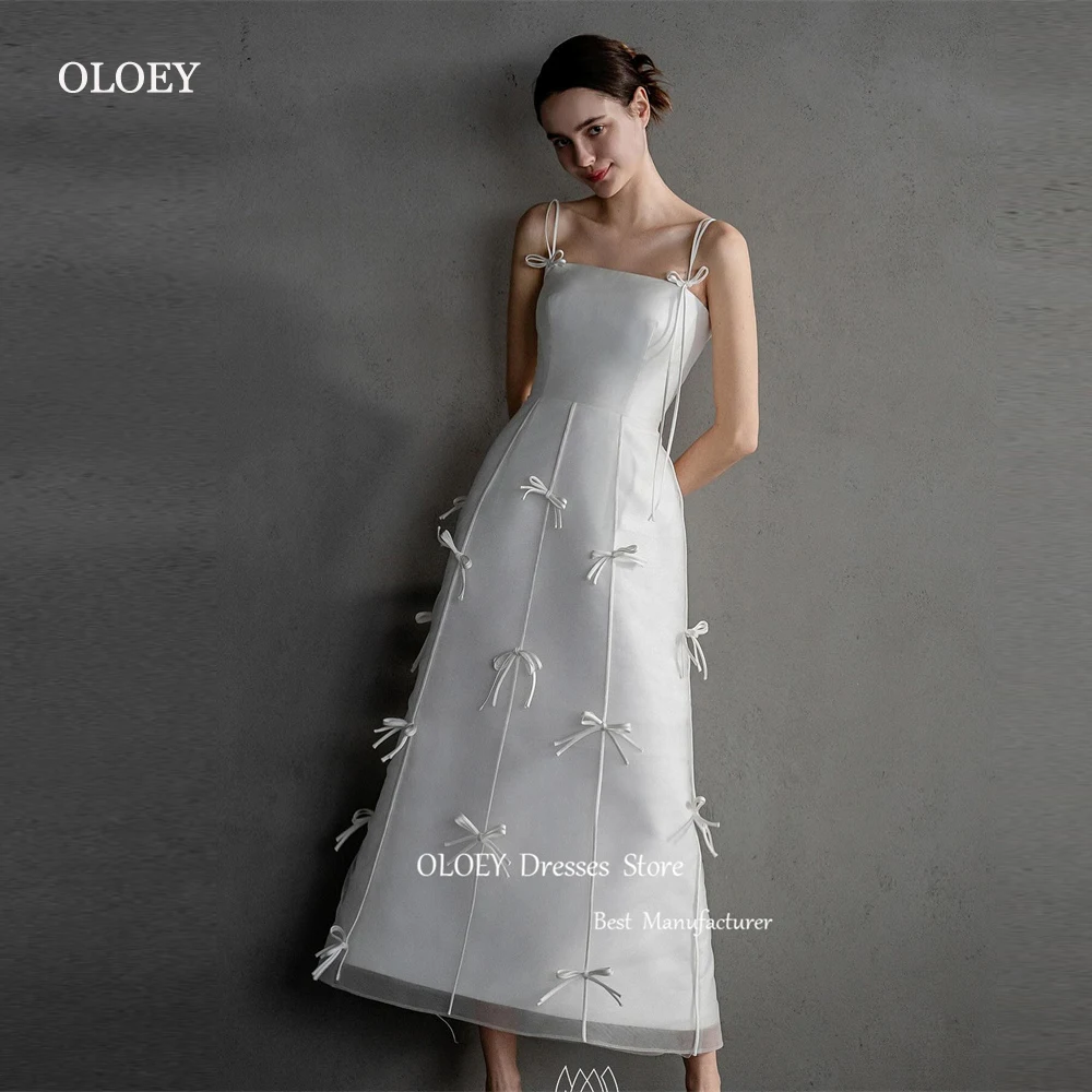 OLOEY-Robe de mariée coréenne ligne A, nouveau design, ruban de satin, bretelles spaghetti, longueur de rinçage, pour les patients, quelle que soit la robe de soirée