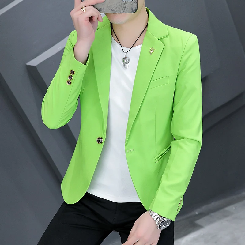 

Casual Sle Men's Suit Jaet Slim Fit Faionable Trendy Spring Autumn Outerwear Personali Upper Apparel Korean Version