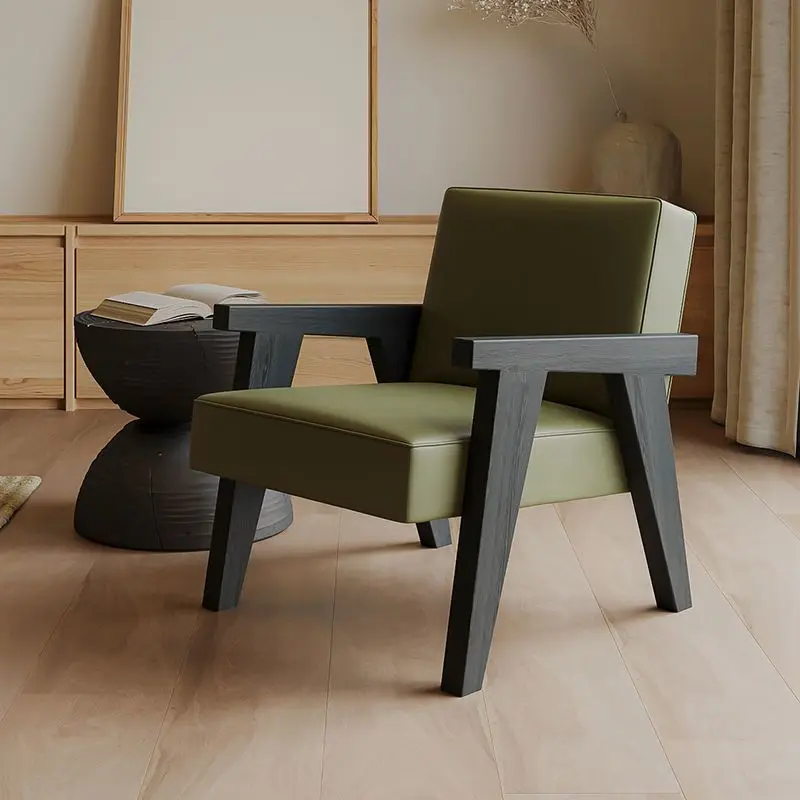 

Medieval Leisure Chair Design Living Room Balcony Bedroom Home Nordic Japanese Retro All Solid Wood Single Sofa Chair