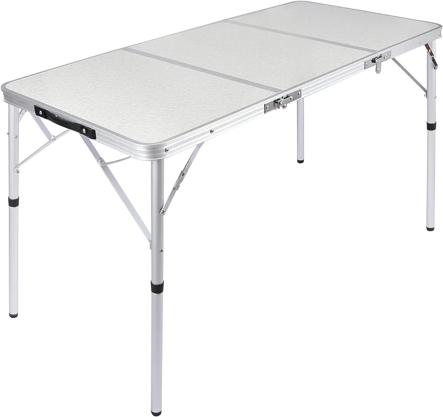 Tri-Fold Folding Table Camping Table (4ft) Aluminum Alloy Lightweight Long Table With Adjustable Height Legs For Outdoor Picnic