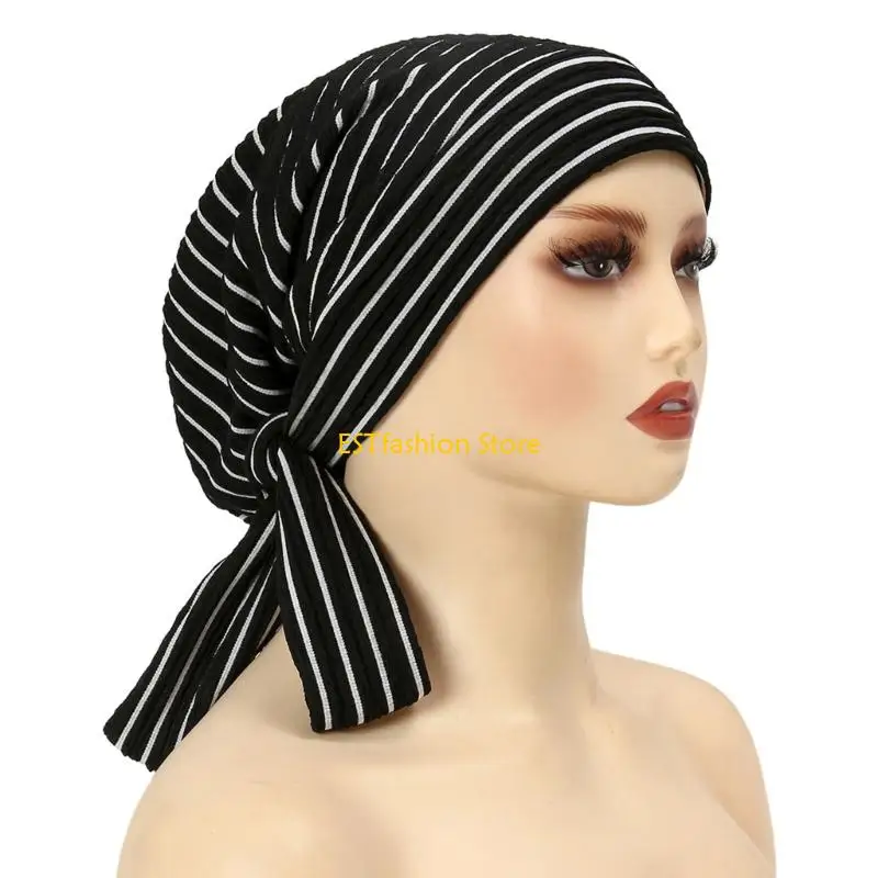 Y5GC Fashionable Lined Chemo Headscarf Substantial Polyester Material Long Tail Design