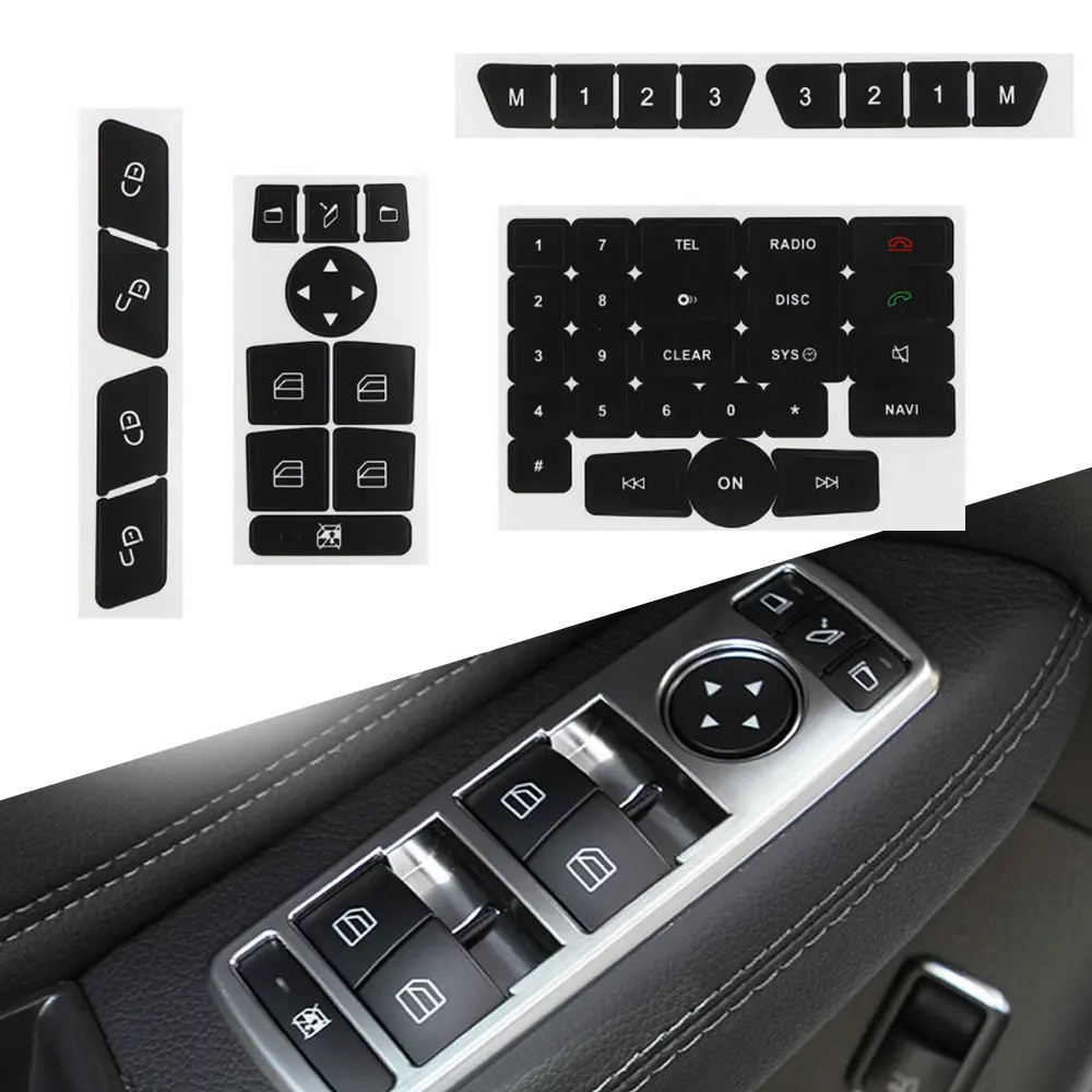 1Set Matte Black Car Interior Button Repair Sticker Decal for Mercedes Benz GLK350 C Class CLS C218 SLK W172 W204 W212 W218 W207