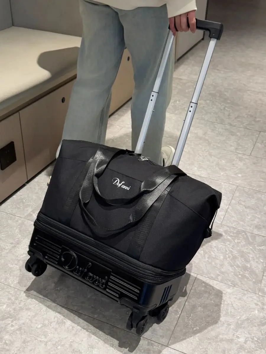 Katrolbagagetas, universele wielreistas, opvouwbare koffer, lichtgewicht trolleytas, handgetrokken rugzak met grote capaciteit, naar het buitenland gaan naar huis - afbeelding 2