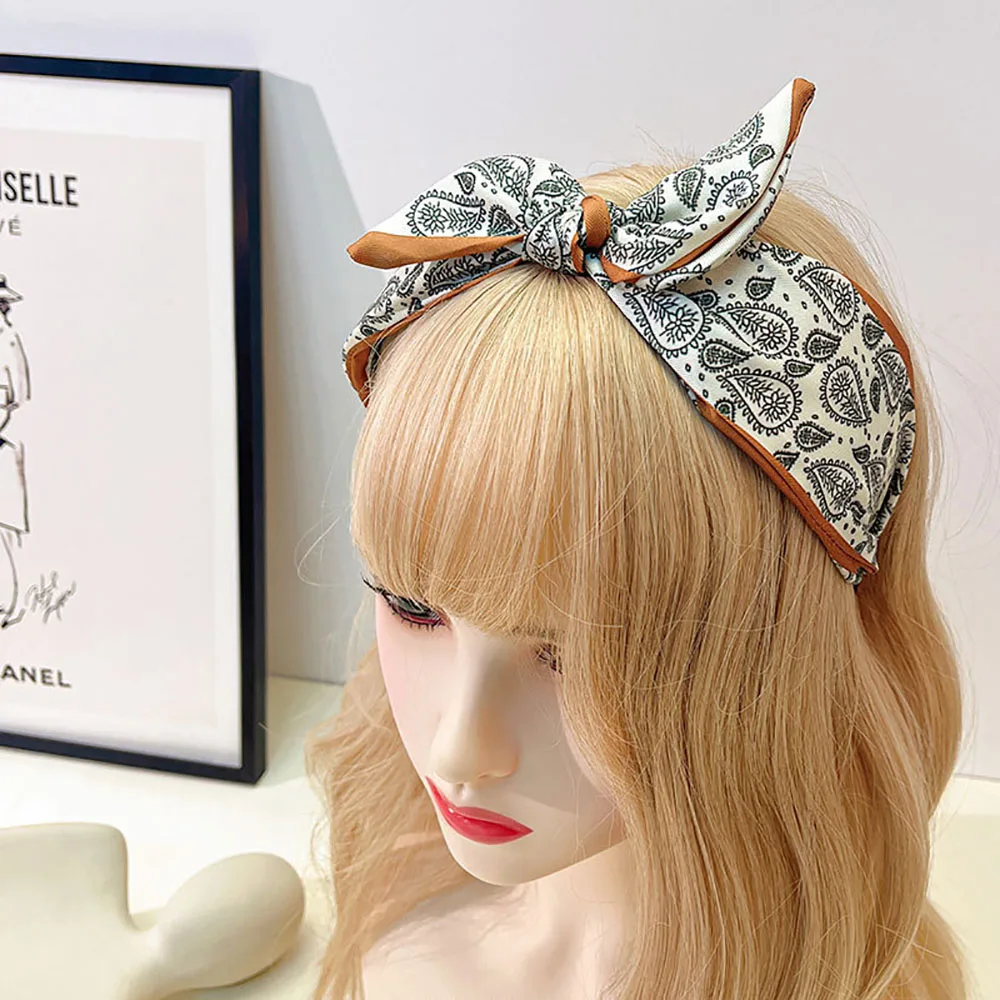 

Korean Style New Bow Headband Fashion Print Wide Edge Hairband Versatile Hair Accessories For Women Ladies