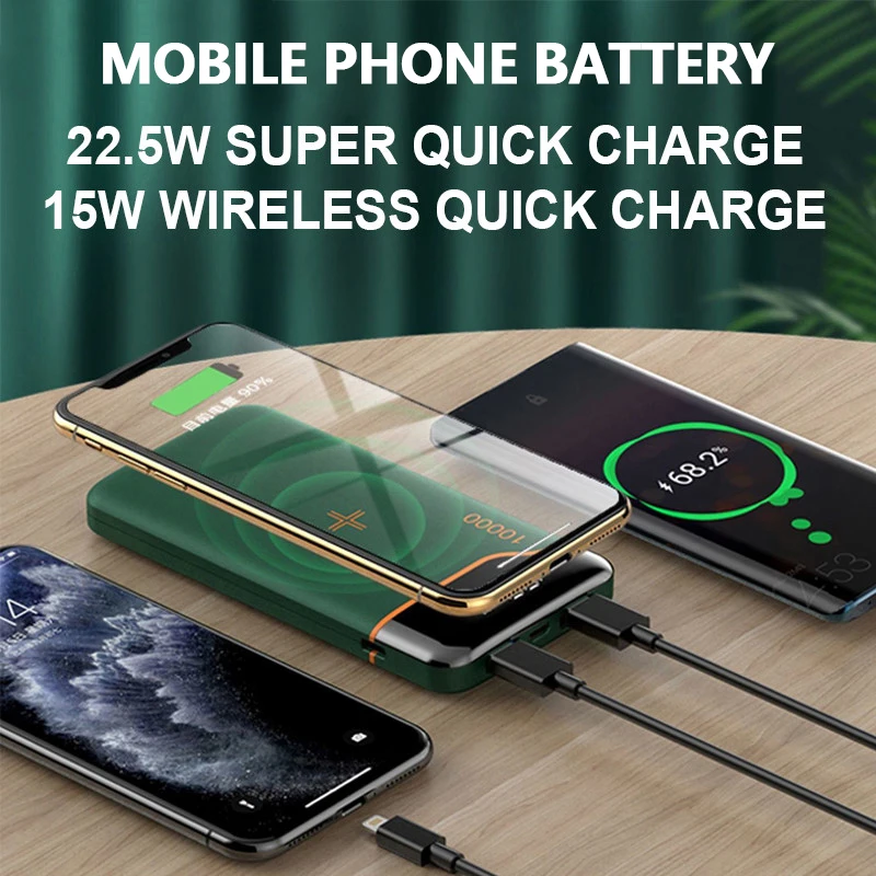 Wireless Power Bank 20000mAh 22.5W Fast Charging External Auxiliary Battery Portable Charger For iPhone Samsung Xiaomi Powerbank