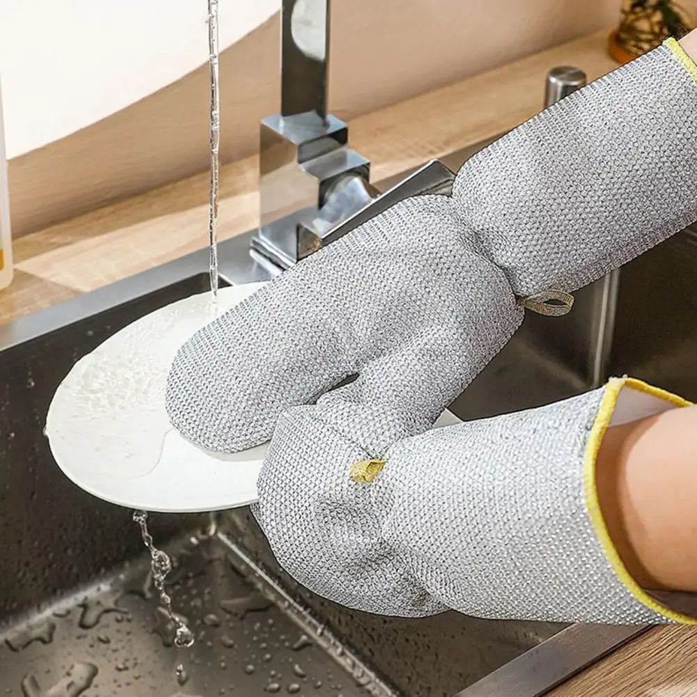 Grid Weaving Technology Gloves Reusable Wire Dishwashing Gloves for Kitchen Fish Scale Mesh Fabric Pot-friendly Multifunctional